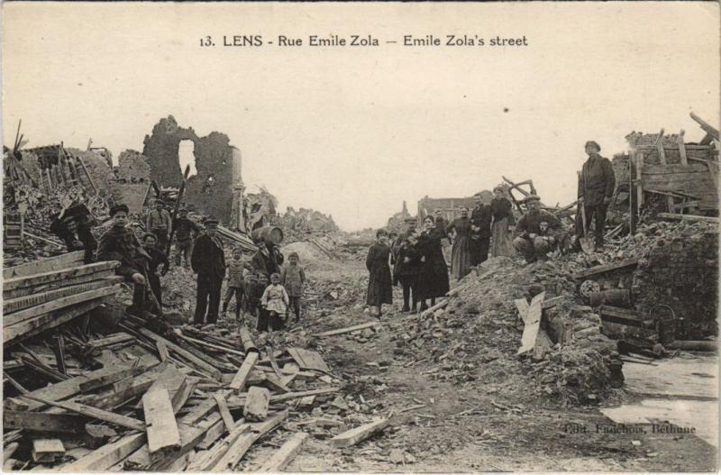 Carte postale ancienne Lens-Rue Emile Zola