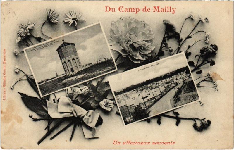 Carte postale ancienne Camp-de-Mailly - Souvenir fleurs collage