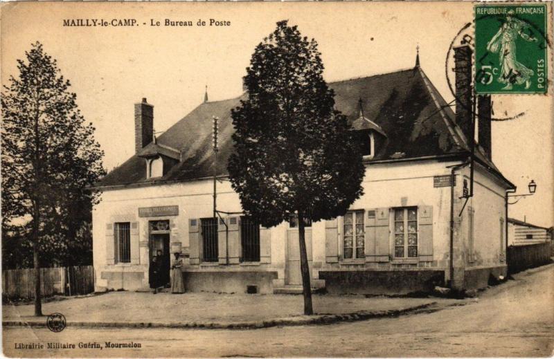 Carte postale ancienne Mailly-le-Camp - Le Bureau de Poste à Mailly-le-Camp