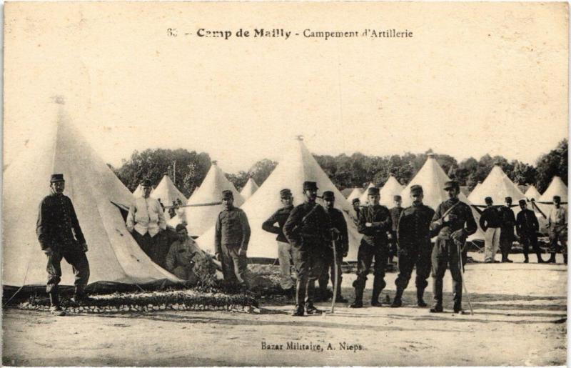 Carte postale ancienne Camp-de-Mailly - Campement d'Artillerie