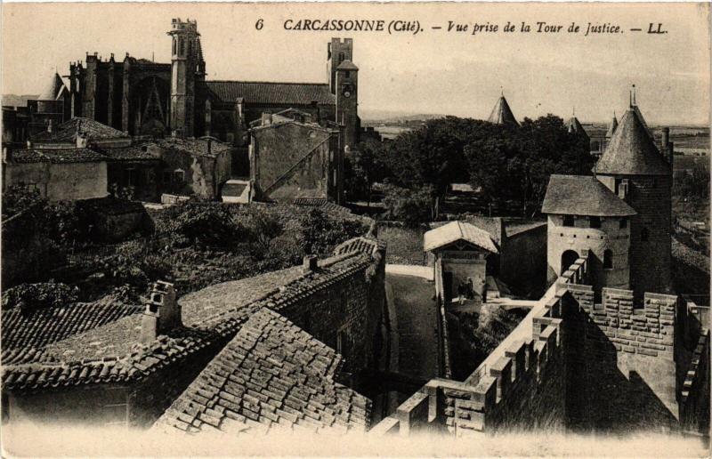 Carte postale ancienne Carcassonne Vue prise de la Tour de Justice France à Carcassonne