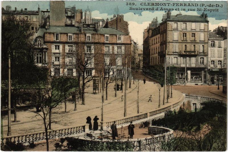 Carte postale ancienne Clermont-Ferrand Boulevard d'Assas et la rue St.Esprit France à Clermont-Ferrand