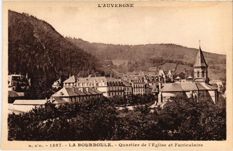 Carte postale ancienne La Bourboule Quartier de l'Eglise et Funiculaire France à La Bourboule