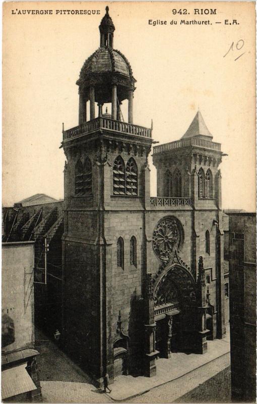 Carte postale ancienne Riom Eglise du Marthuret France à Thuret