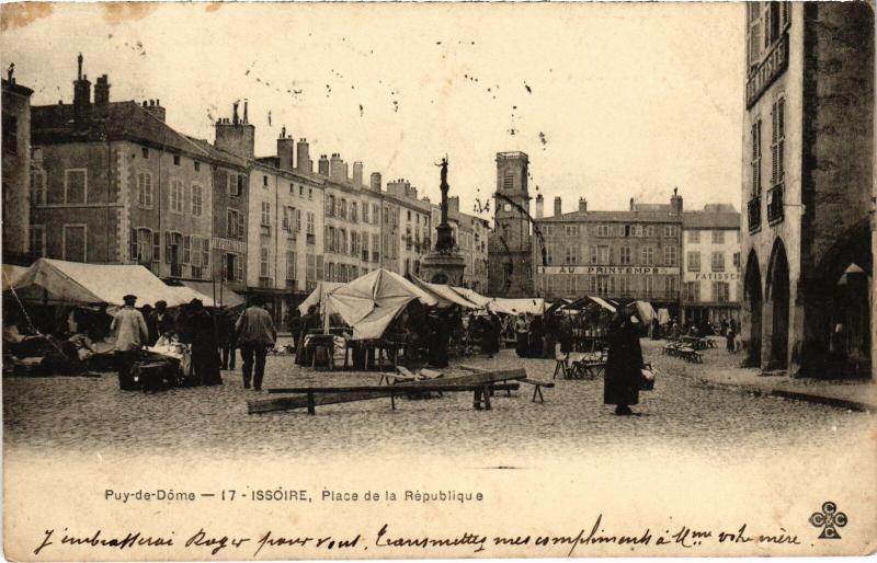 Carte postale ancienne Issoire Place de la Republique France à Issoire