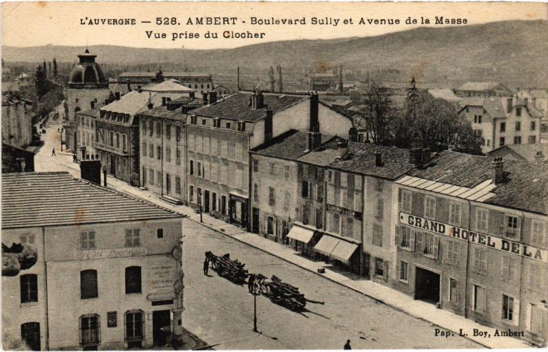 Carte postale ancienne Ambert Boulevard Sully et Avenue de la Masse France à Ambert