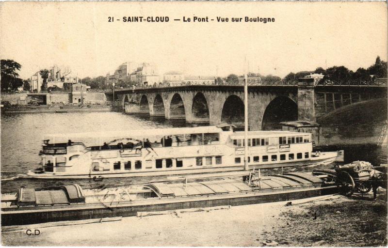 Carte postale ancienne Saint-Cloud Le Pont, vue sur Boulogne France à Saint-Cloud