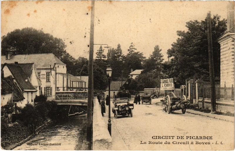 Carte postale ancienne Circuit de Picardie Boves Route du Circuit à Boves