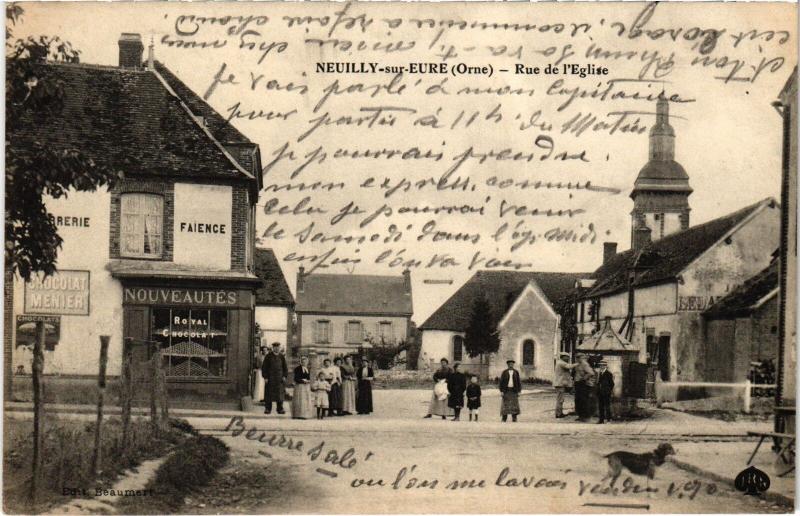 Carte postale ancienne Neuilly-sur-Eure Rue de l'Eglise