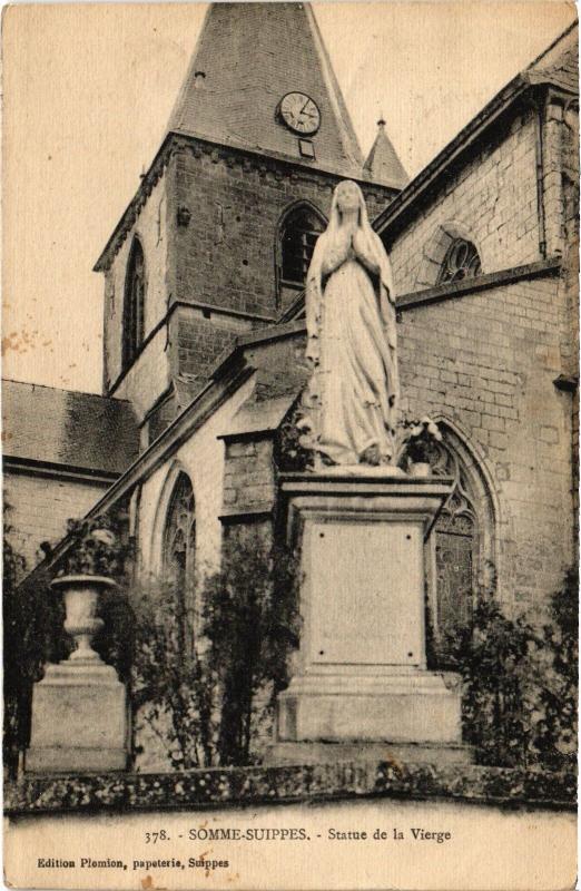 Carte postale ancienne Somme-Suippes Statue de la Vierge à Somme-Suippe
