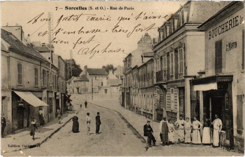 Carte postale ancienne Sarcelles Rue de Paris à Sarcelles
