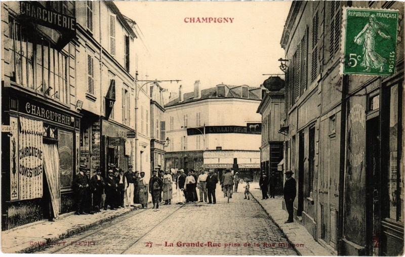 Carte postale ancienne Champigny Grande Rue F. Fleury
