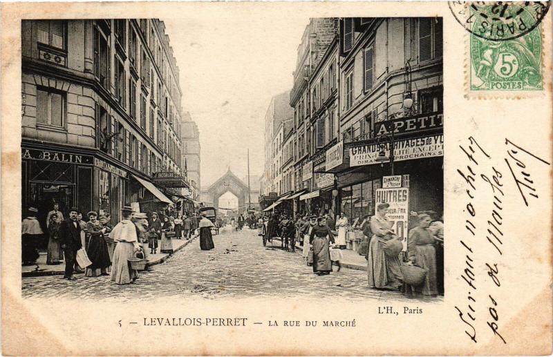 Carte postale ancienne LEvallois-Perret Rue du Marché à Levallois-Perret