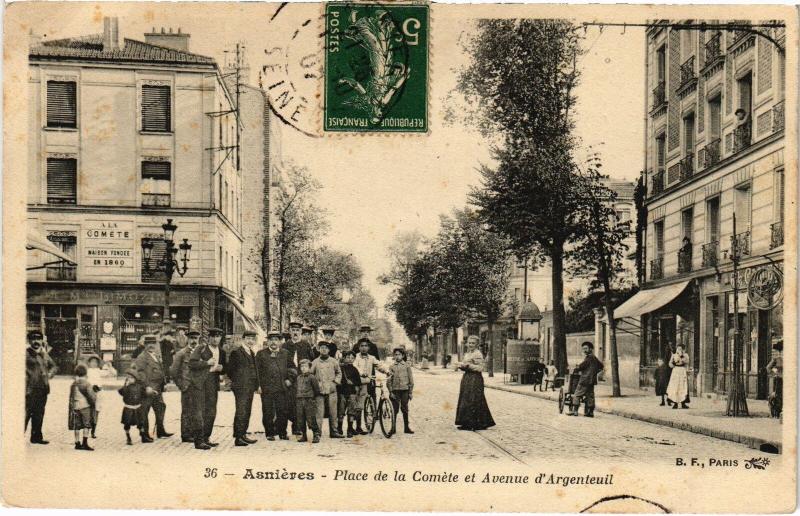 Carte postale ancienne Asnieres Place de la Comete Avenue d'Argenteuil