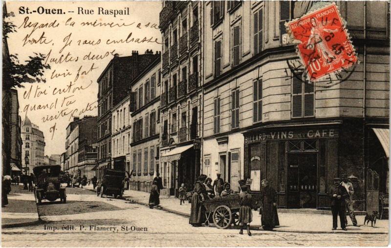 Carte postale ancienne Saint-Ouen Rue Raspail