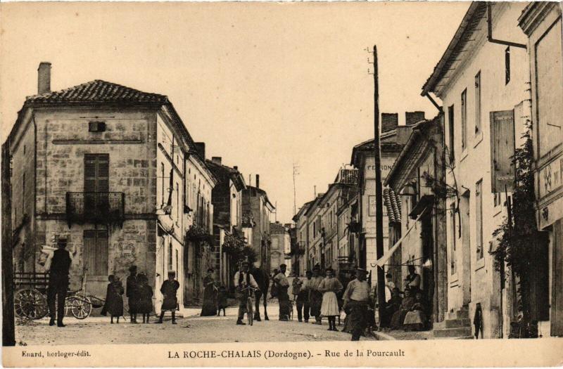 Carte postale ancienne La Roche-Chalais Rue de la Pourcault à Chalais