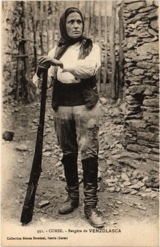 Carte postale ancienne Bergere de Venzolasca Corsica