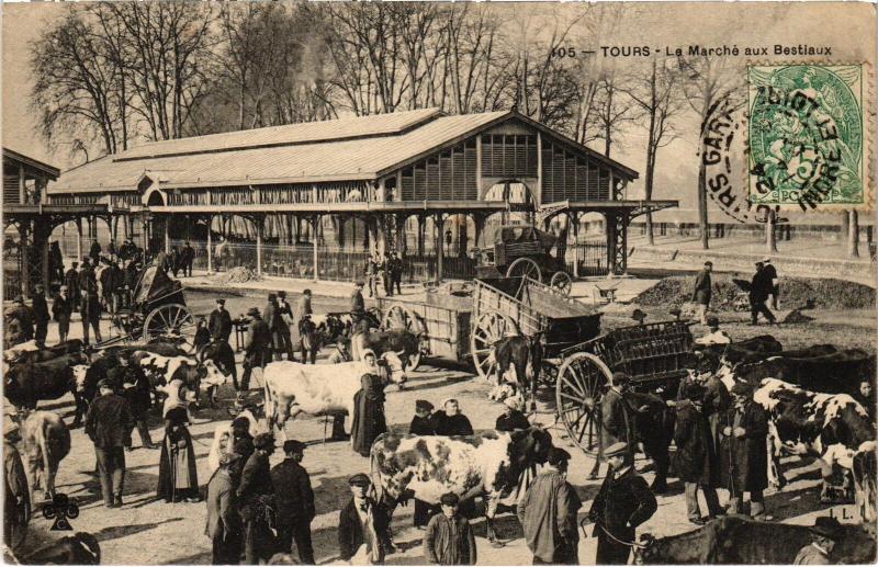 Carte postale ancienne Tours Marché aux Bestiaux à Tours