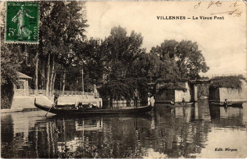 Carte postale ancienne Villennes le vieux pont