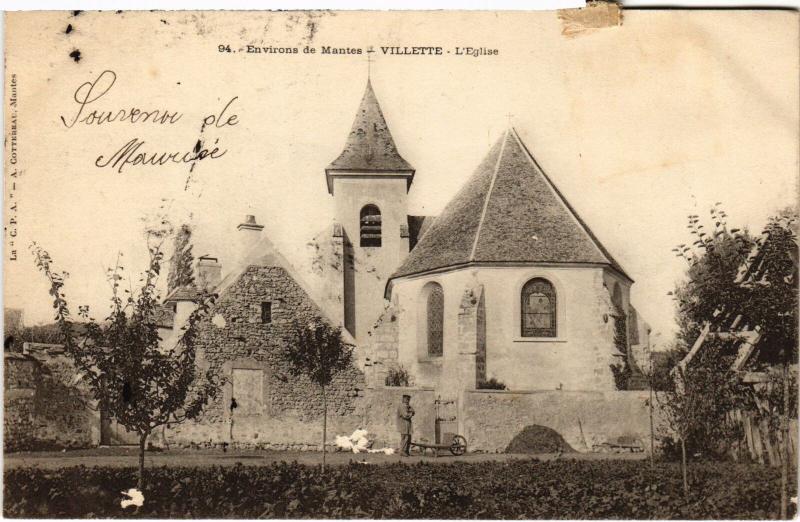 Carte postale ancienne Villette Eglise à Villette