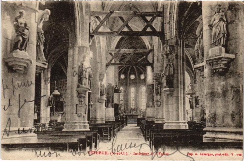 Carte postale ancienne Vetheuil interieur de l'Eglise