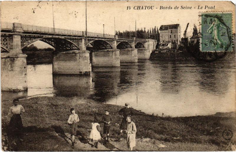 Carte postale ancienne Chatou bords de Seine à Chatou