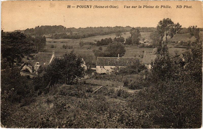 Carte postale ancienne Poigny vue sur la Plaine de Philis