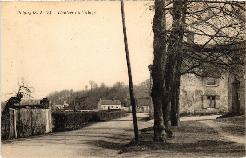 Carte postale ancienne Poigny entree du village