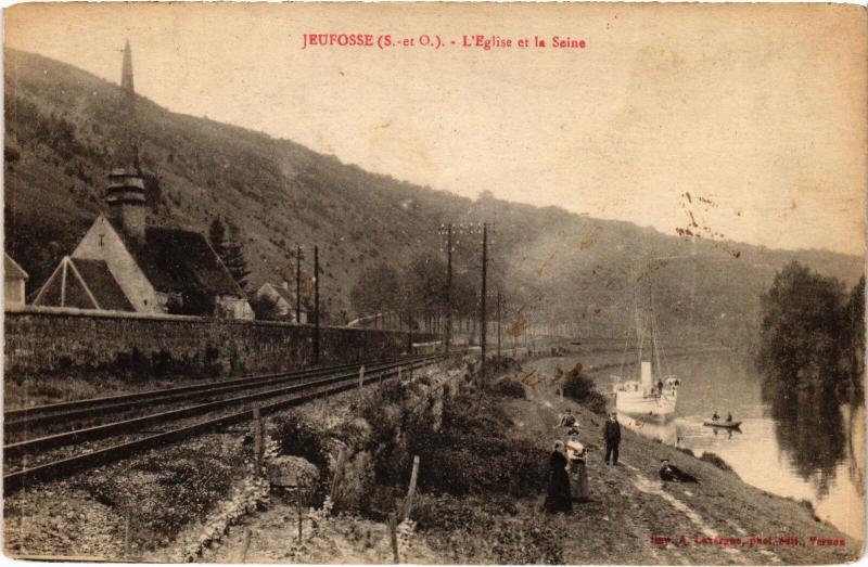 Carte postale ancienne Jeufosse Eglise et la Seine