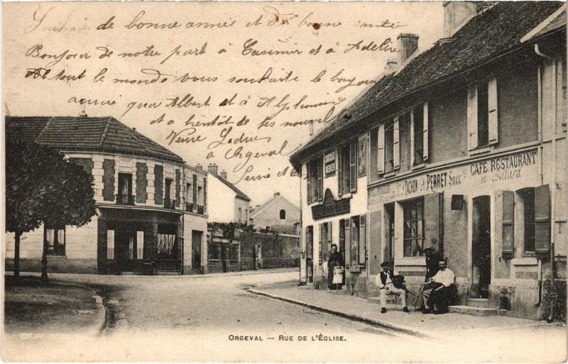 Carte postale ancienne Orgeval Rue de l'Eglise à Orgeval