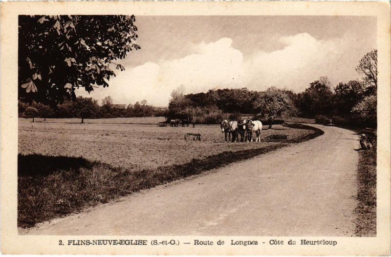 Carte postale ancienne Flins Route de Longnes à Longnes