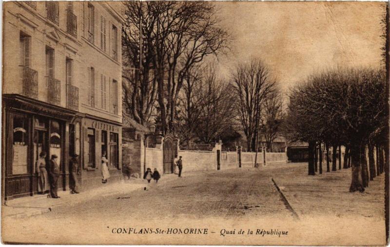 Carte postale ancienne Conflans Quai de la Republique