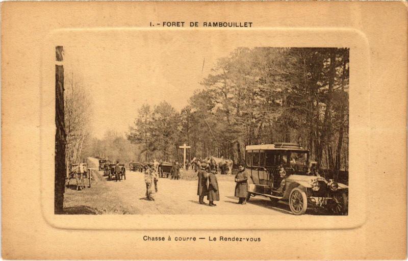 Carte postale ancienne Rambouillet chasse a courre la Rendez vous à Rambouillet