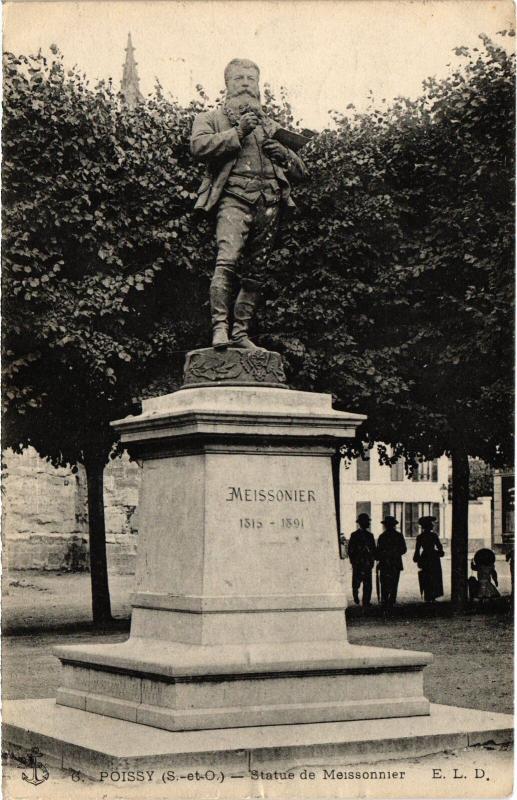 Carte postale ancienne Poissy Statue de Meissonier à Poissy