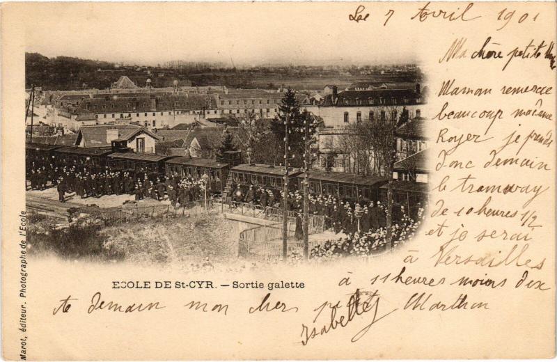 Carte postale ancienne St Cyr l'Ecole Sortie galette