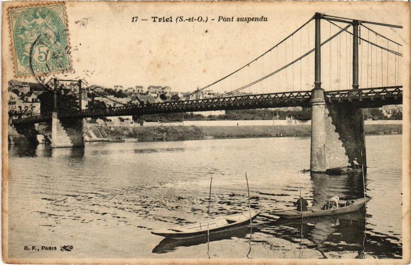 Carte postale ancienne Triel Pont suspendu
