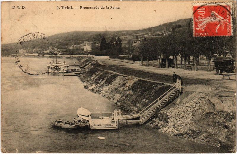 Carte postale ancienne Triel promenade de la Seine