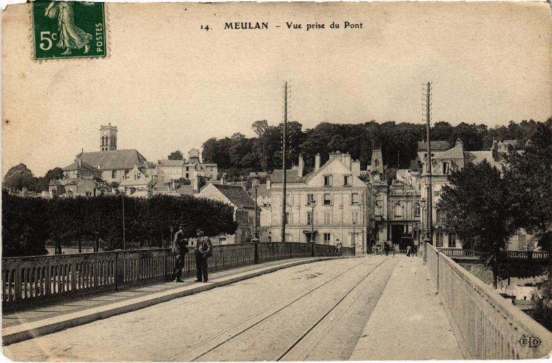 Carte postale ancienne Meulan vue prise du Pont
