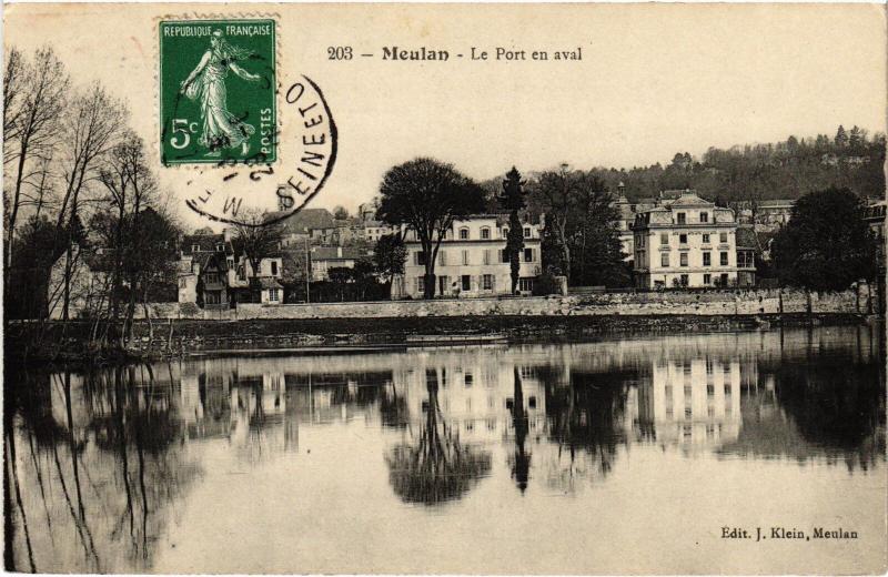 Carte postale ancienne Meulan le Port en aval