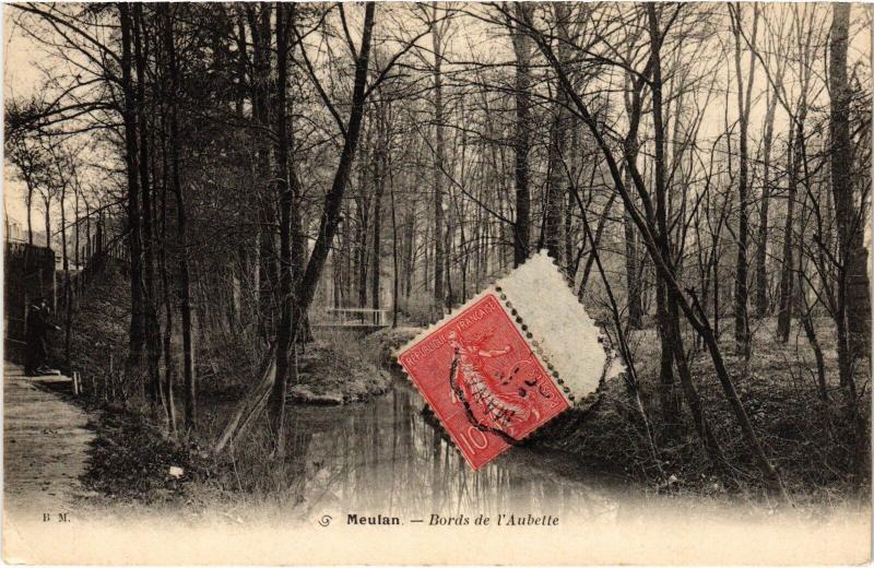 Carte postale ancienne Meulan Bords de l'Aubette