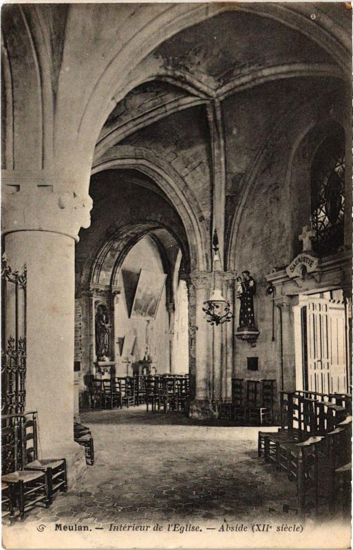 Carte postale ancienne Meulan interieur de l'Eglise