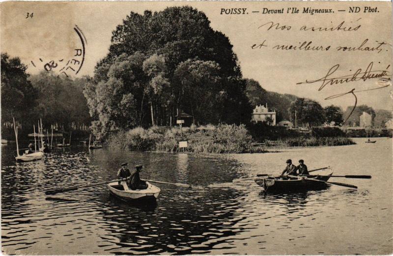 Carte postale ancienne Poissy Devant l'Ile Migneaux à Poissy