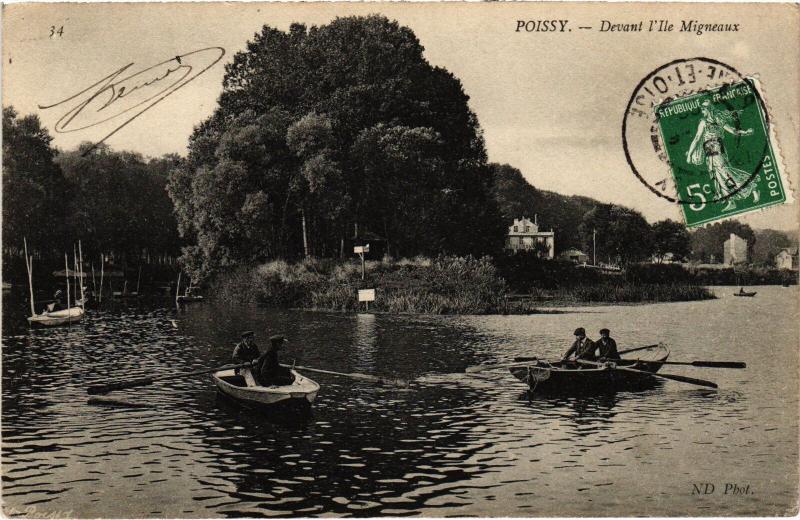Carte postale ancienne Poissy Devant l'Ile Migneaux à Poissy