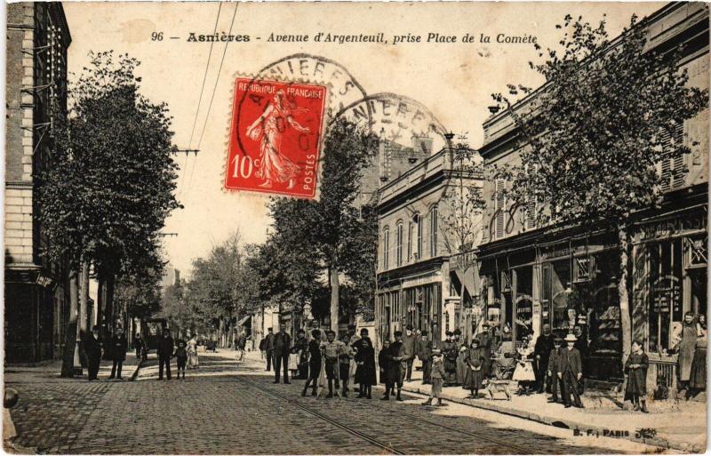 Carte postale ancienne Asnieres Avenue d'Argenteuil Place de la Comete