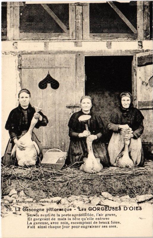 Carte postale ancienne Gascogne Les Gorgeouses d'oies Folklore