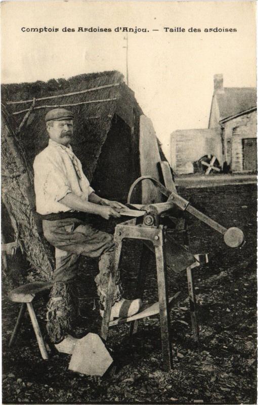 Carte postale ancienne Trélazé Carrieres d'Ardoises taille Mining industry à Trélazé