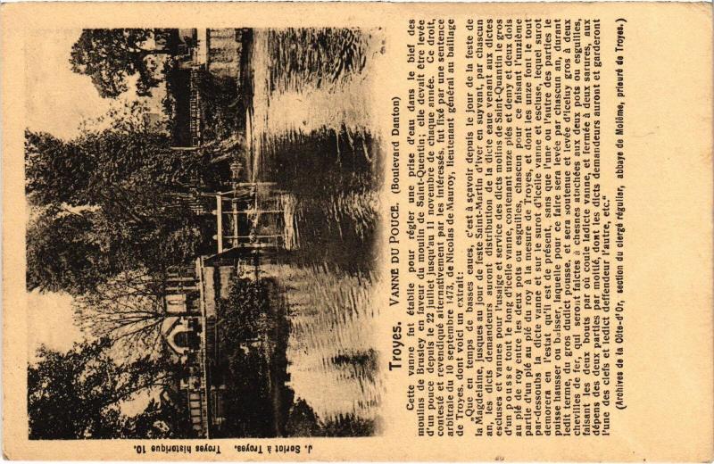 Carte postale ancienne Troyes Vanne du Pouce à Troyes