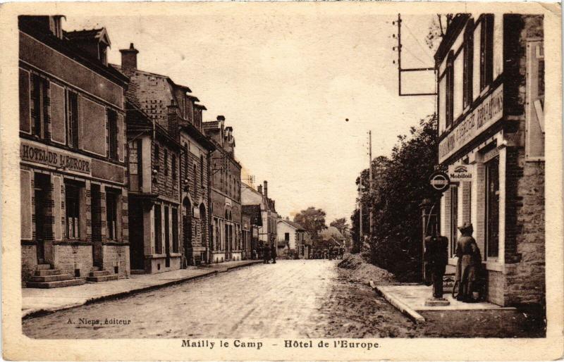 Carte postale ancienne Mailly le Camp Hotel de l'Europe à Mailly-le-Camp