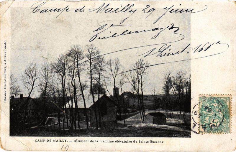Carte postale ancienne Mailly le Camp Batiment de la machine elevetoire de Sainte-Suzanne à Mailly-le-Camp