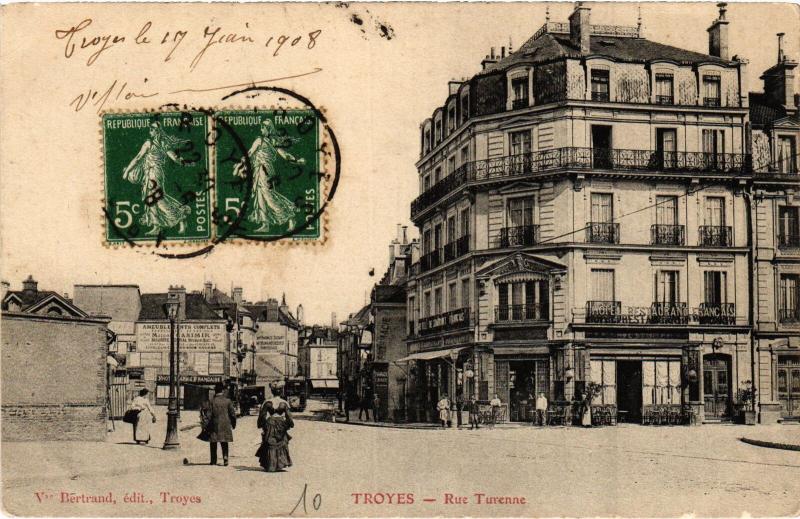 Carte postale ancienne Troyes Rue Turenne à Troyes